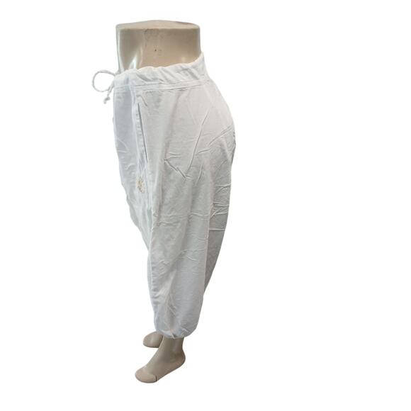 Yoga Harrem Pants White Elastic Waist 100% Cotton Made in India M - Picture 4 of 8